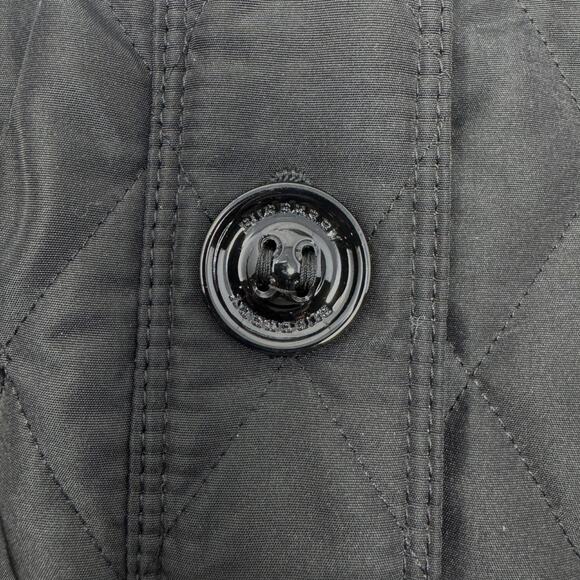 Burberry Coat Black Parka Long Diamond Quilted Puffer Jacket Nova Check US 8 - Picture 9 of 12